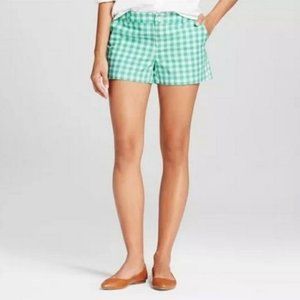 Merona NWT gingham checked print‎ seafoam green chino shorts